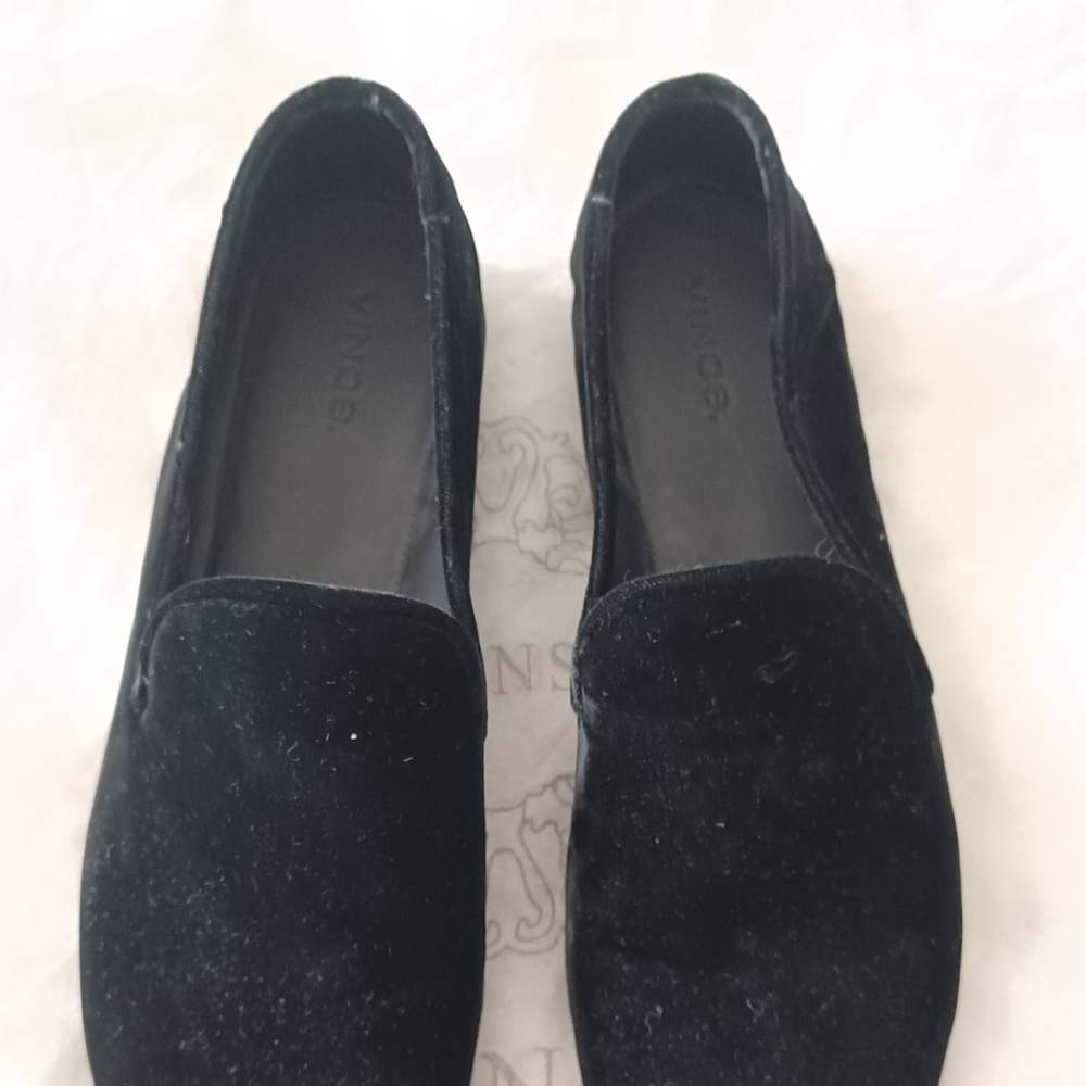 Black Velvet, Vince Bray flat/loafer in black velvet by Vince.